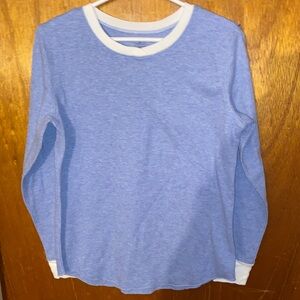 Cuddl Duds Light Blue White Trim  Thermal Top